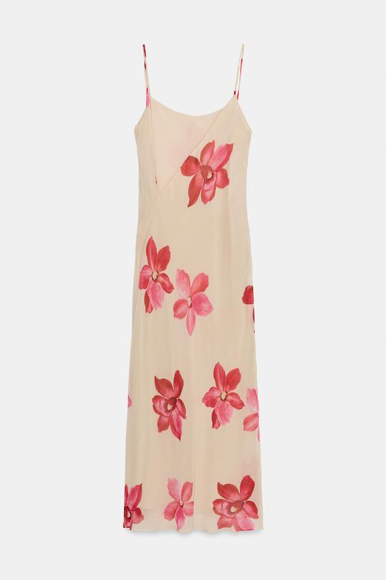 Robe midi drapée à fleurs