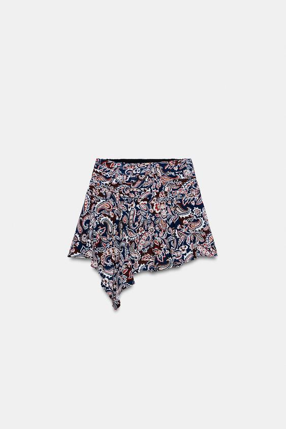Jupe-culotte imprimée asymétrique