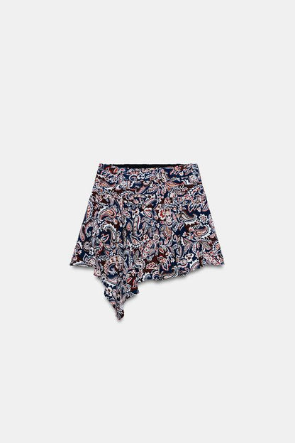 Jupe-culotte imprimée asymétrique