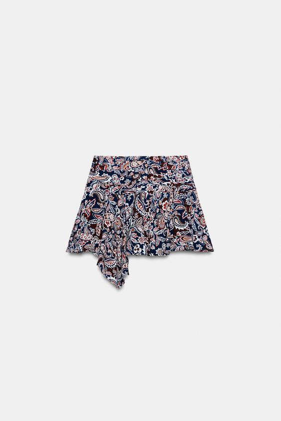 Jupe-culotte imprimée asymétrique