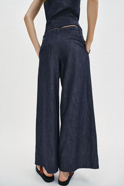 Pantalon large en lin