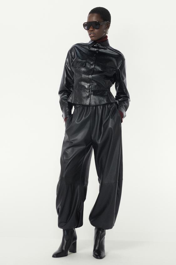 Veste effet cuir peplum The Item Zara Woman