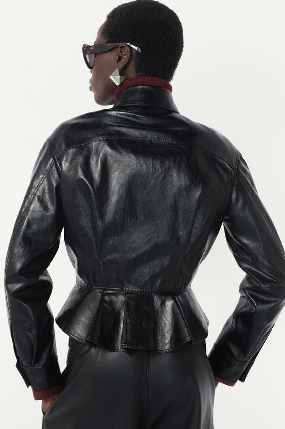 Veste effet cuir peplum The Item Zara Woman