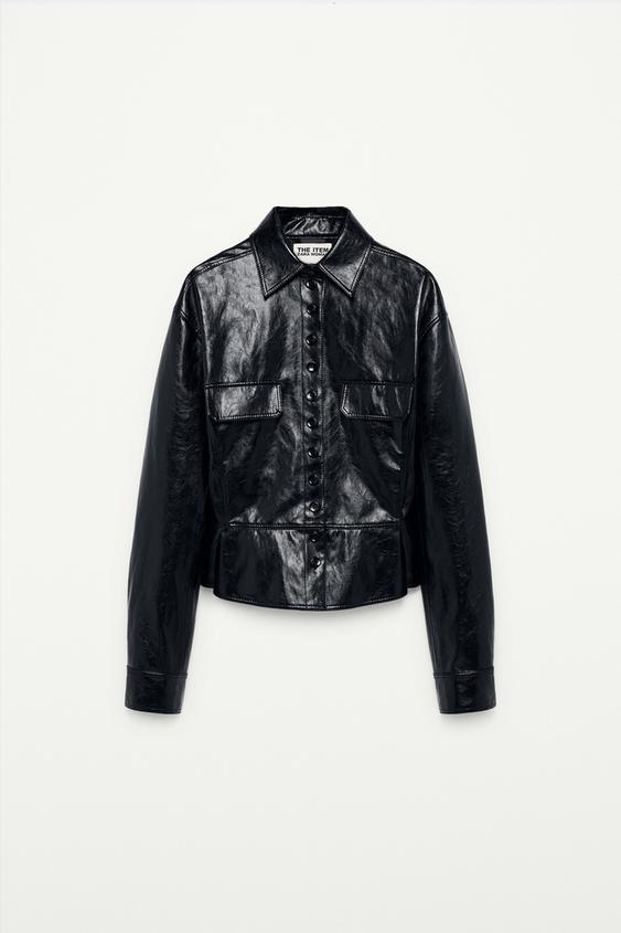 Veste effet cuir peplum The Item Zara Woman