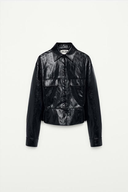 Veste effet cuir peplum The Item Zara Woman