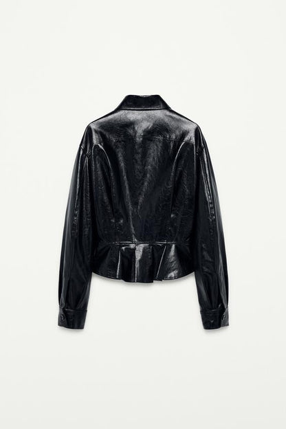 Veste effet cuir peplum The Item Zara Woman