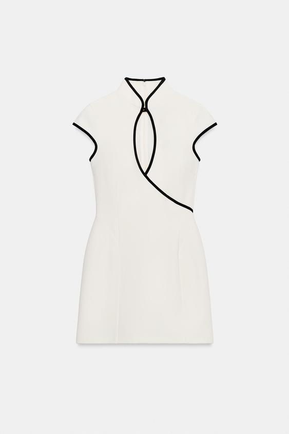 Robe mini à passepoils contrastés