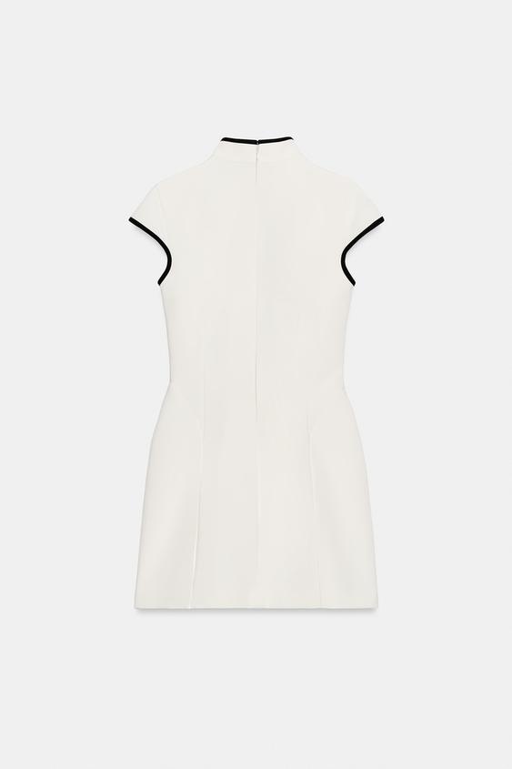 Robe mini à passepoils contrastés