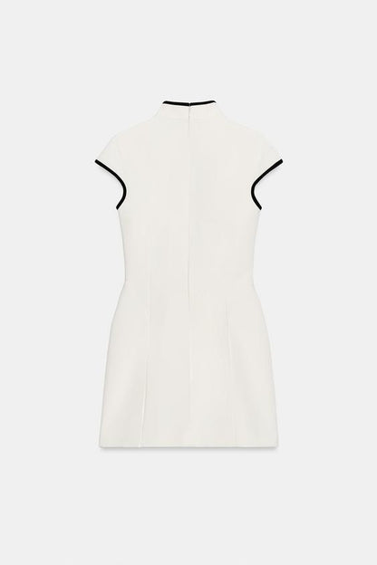 Robe mini à passepoils contrastés
