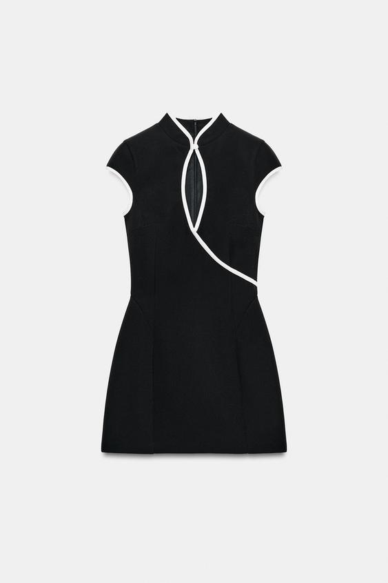 Robe mini à passepoils contrastés