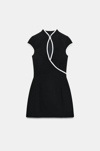 Robe mini à passepoils contrastés