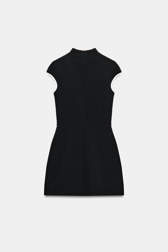 Robe mini à passepoils contrastés