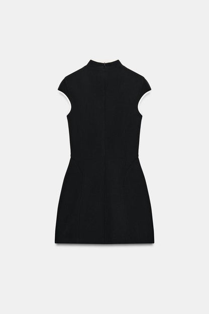 Robe mini à passepoils contrastés