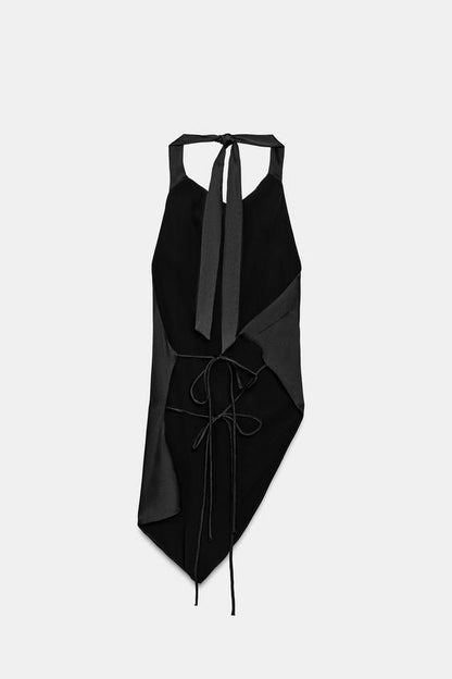 Top satiné dos-nu asymétrique