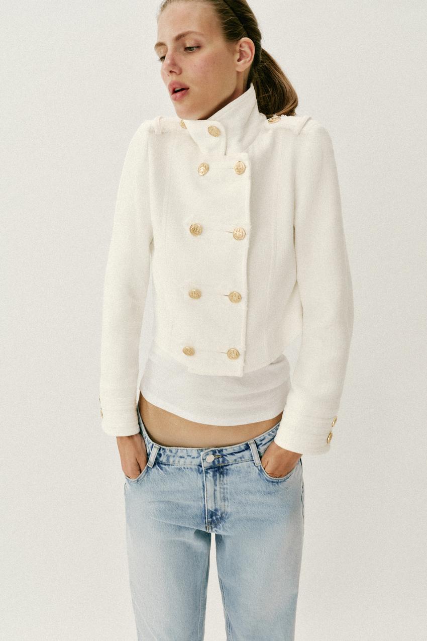 Veste croisée à bouton doré