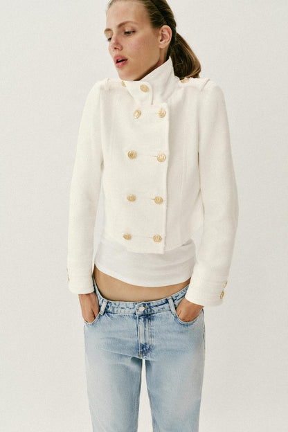 Veste croisée à bouton doré