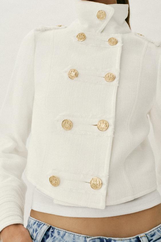 Veste croisée à bouton doré