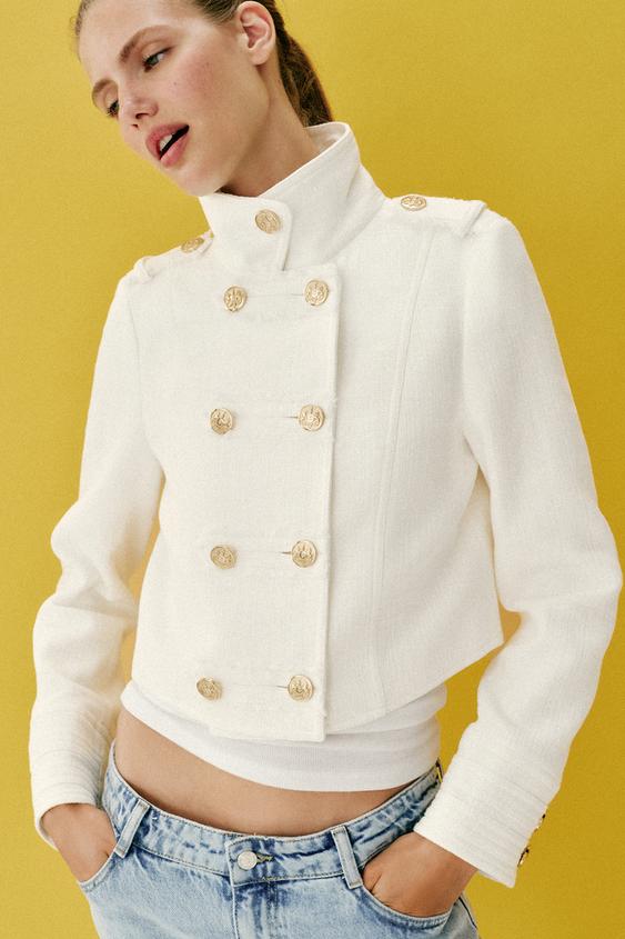Veste croisée à bouton doré