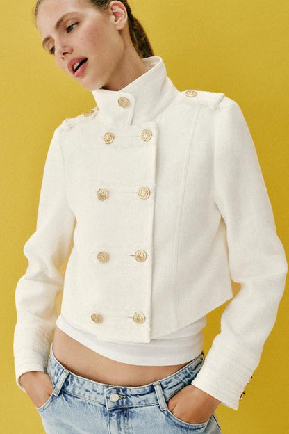 Veste croisée à bouton doré