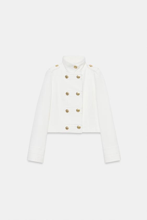 Veste croisée à bouton doré