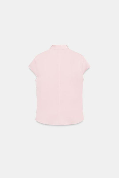 Top satiné à boutons latéraux
