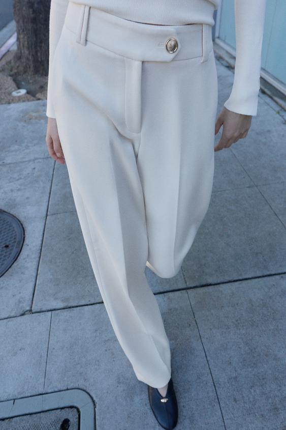 Pantalon droit taille mi-haute