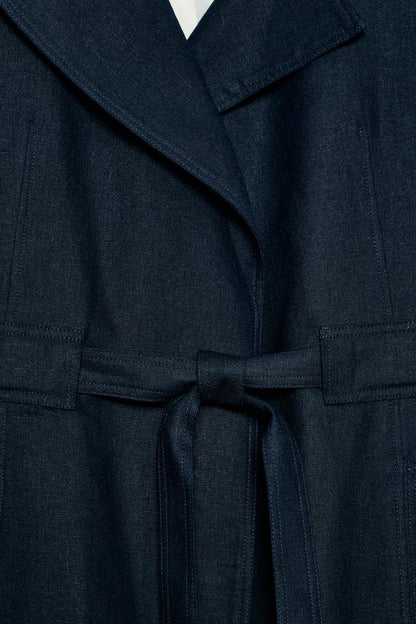 Veste trench en lin avec ceinture