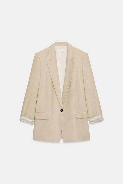 Blazer en lin à manches retroussées