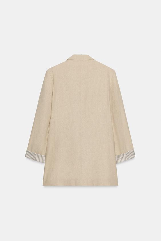 Blazer en lin à manches retroussées