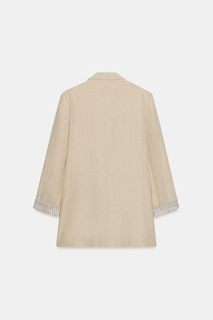Blazer en lin à manches retroussées