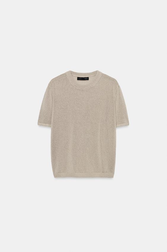 Top en maille à manches courtes