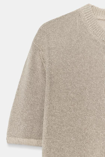 Top en maille à manches courtes