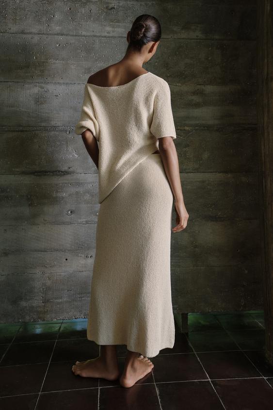 Jupe midi en maille