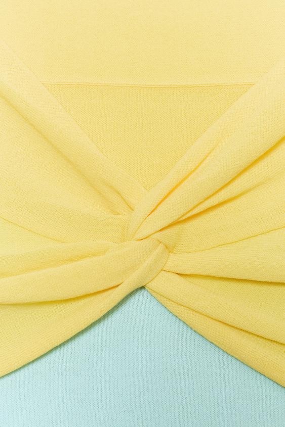 Top contrasté en maille avec nœud