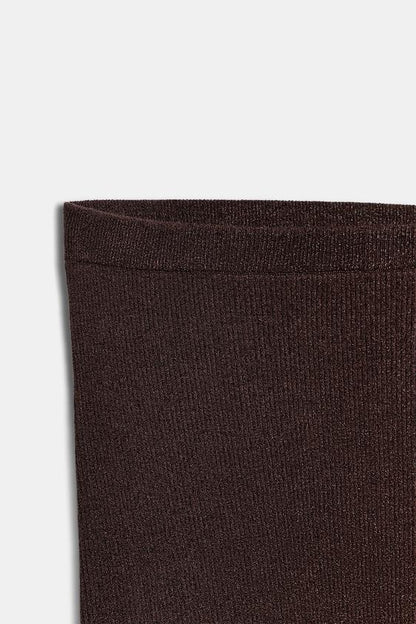 Jupe midi en maille côtelée à fil métallisé