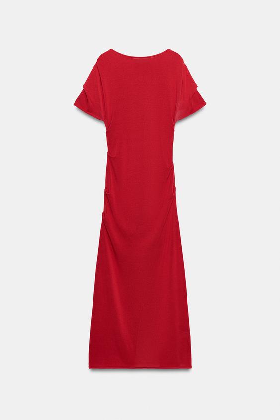 Robe midi drapée en maille