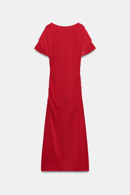 Robe midi drapée en maille