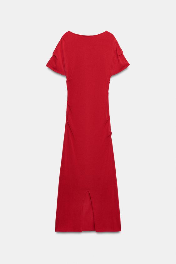Robe midi drapée en maille