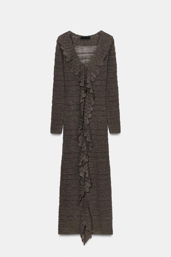 Robe à volants en maille pointelle