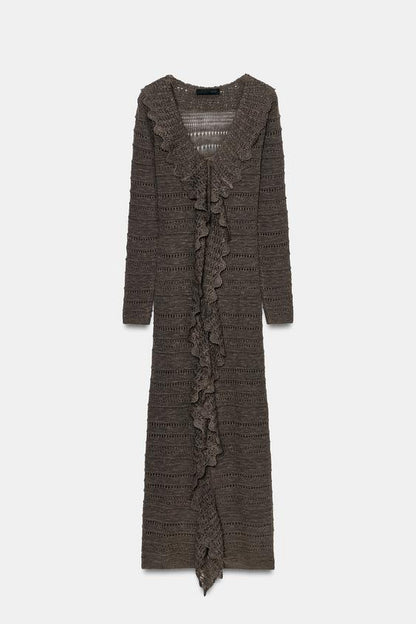 Robe à volants en maille pointelle