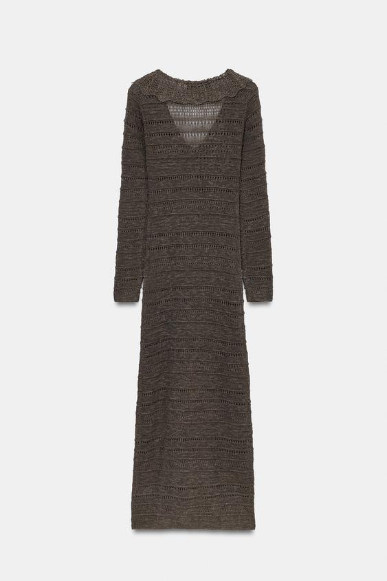 Robe à volants en maille pointelle