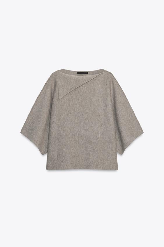 Pull en maille à col revers