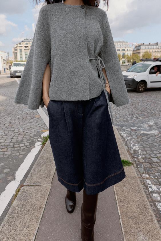 Veste en maille à fentes aux manches