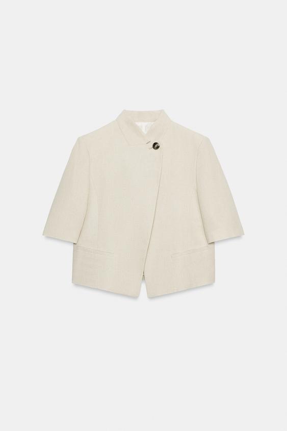 Blazer en lin à manches courtes