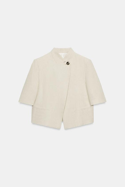 Blazer en lin à manches courtes