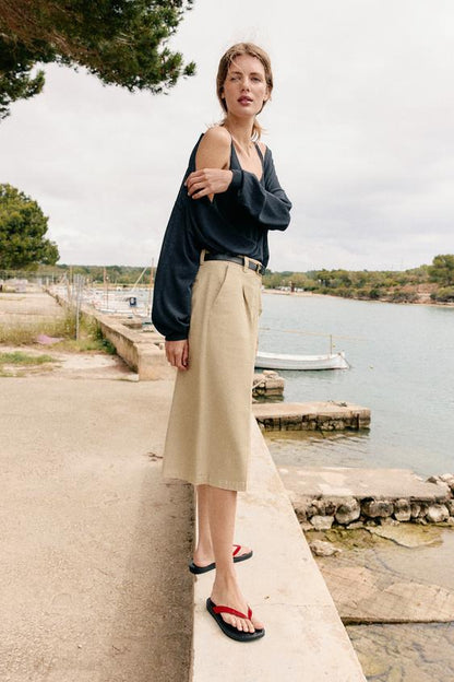 Bermuda long avec ceinture
