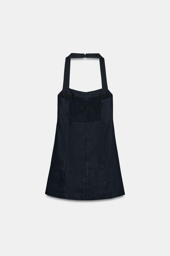 Robe courte à brandebourgs en lin