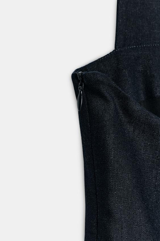 Robe courte à brandebourgs en lin