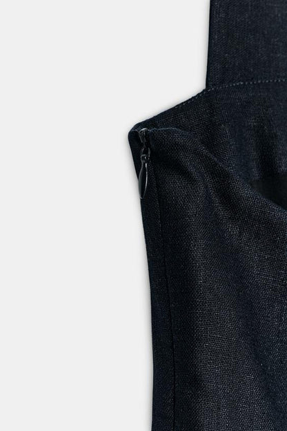 Robe courte à brandebourgs en lin