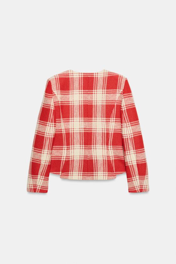 Veste cintrée à carreaux ZW Collection